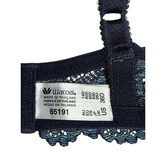 2 Wacoal Sexy Lace Underwire Bra 36D Sheer Pink Silver Blue Floral Lingerie 36 D - Picture 11 of 16